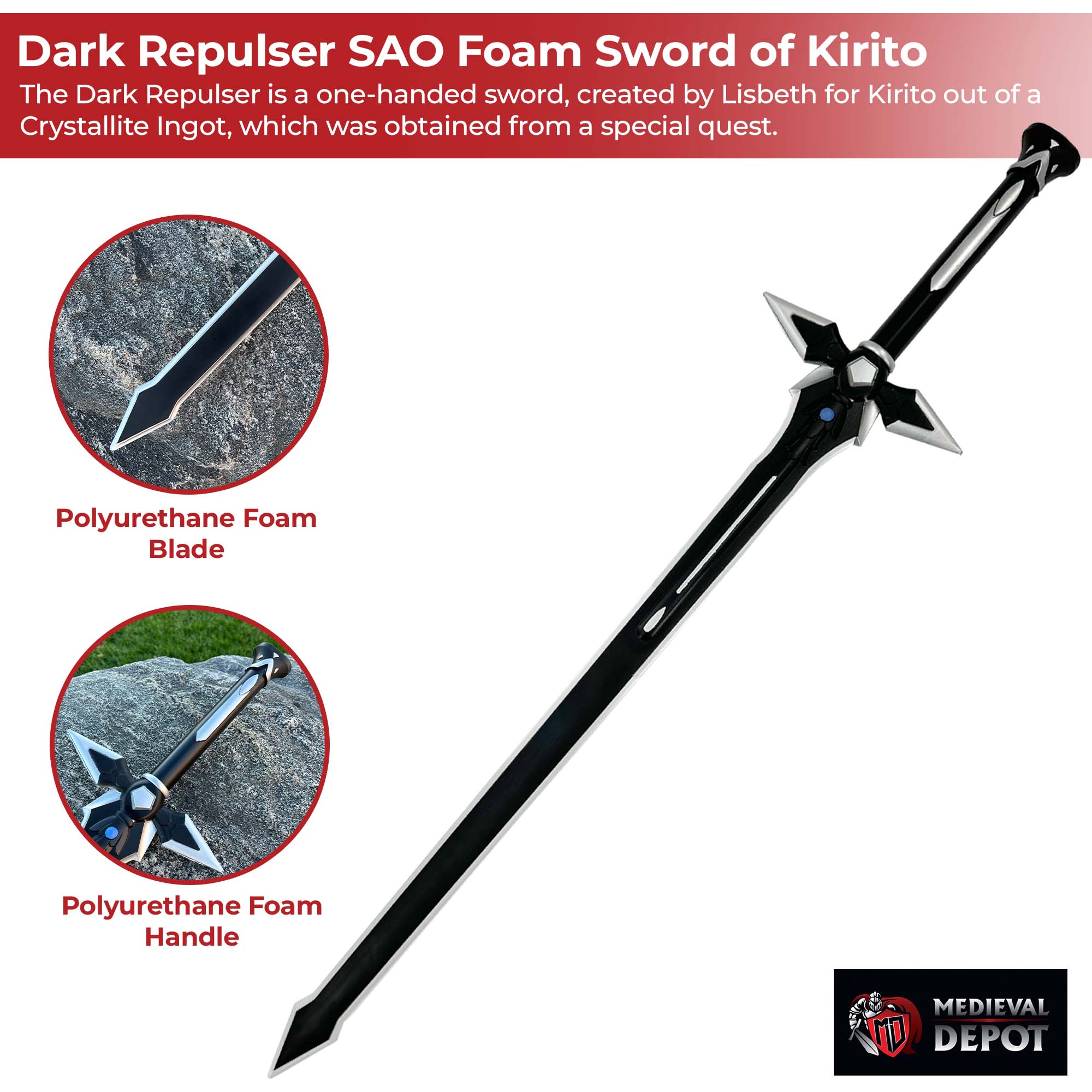 Dark Repulser SAO Foam Sword of Kirito swords - Tophatter Daily Deals