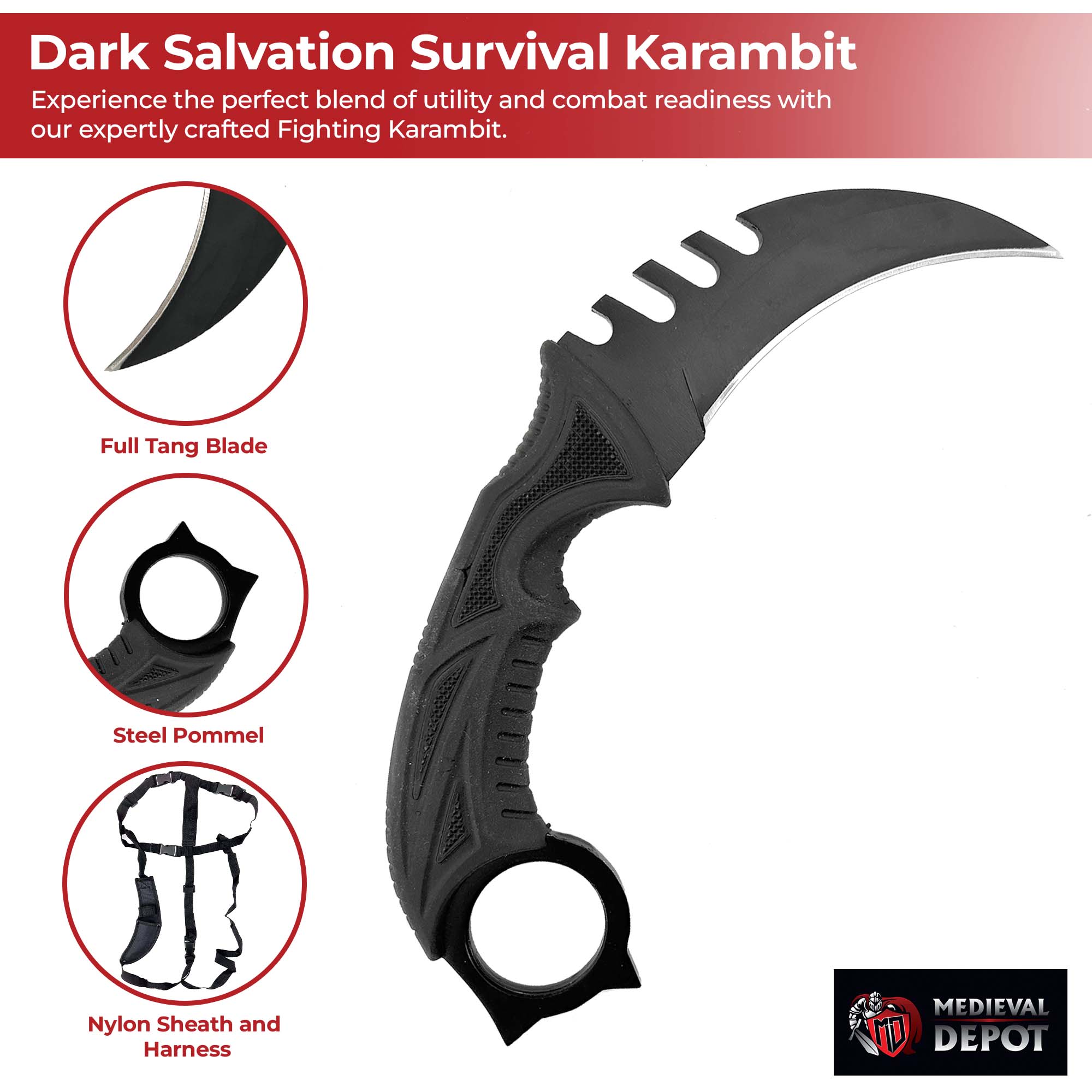 Dark Salvation Fixed Blade Survival Karambit knives - Tophatter Daily Deals