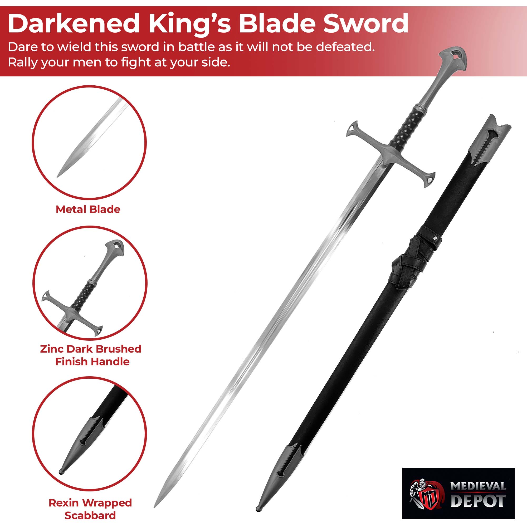 Darkened Medieval King’s Blade Sword swords - Tophatter Daily Deals