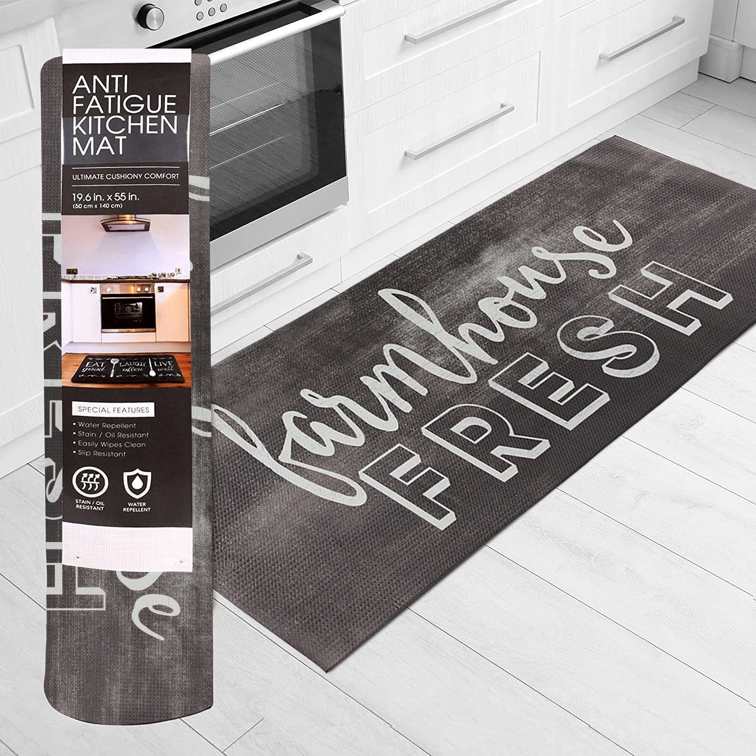 20"x55" Oversized Cushioned Anti-Fatigue Kitchen Runner Mat (Farmhouse Fresh) Anti-Fatigue Mats - Tophatter Daily Deals