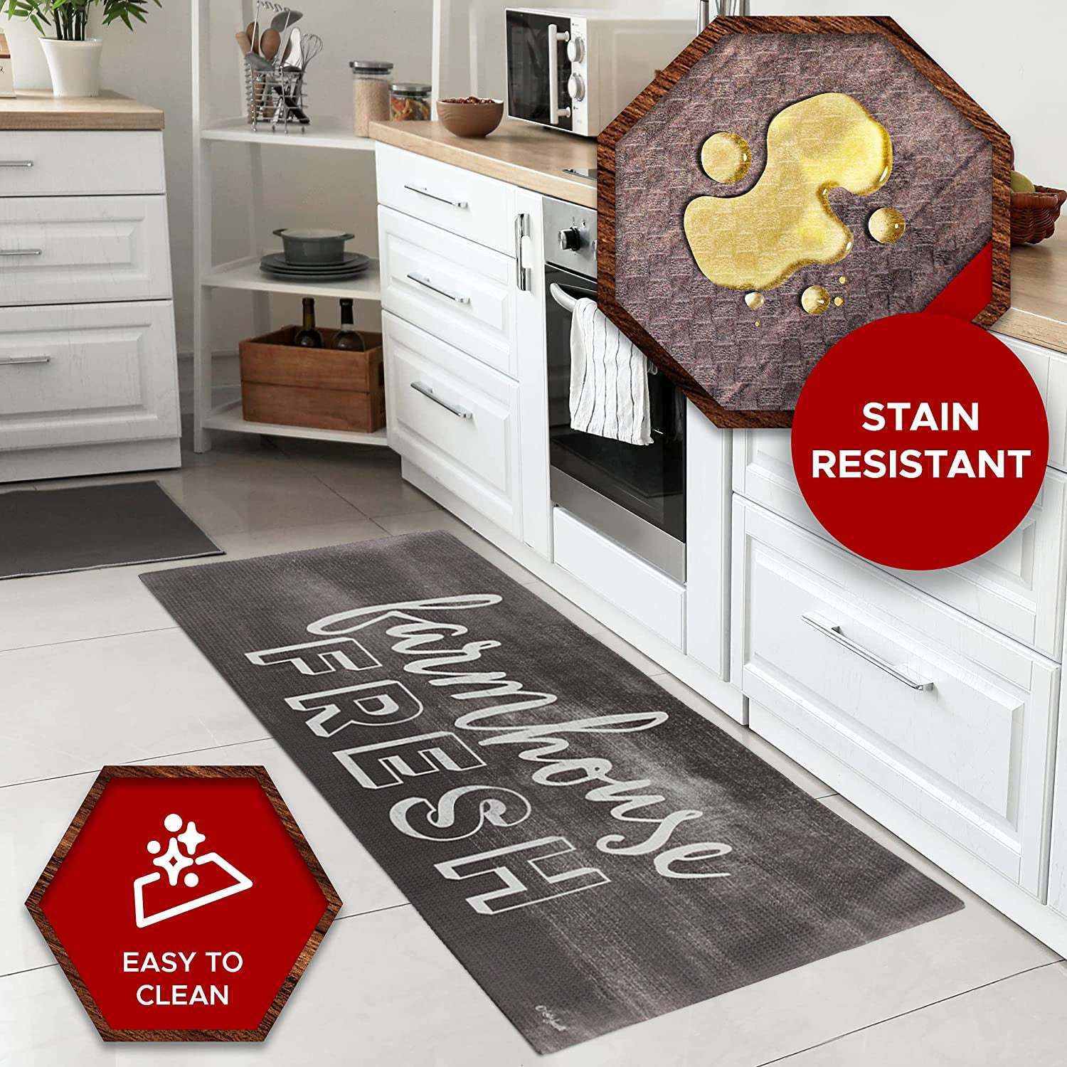 20"x55" Oversized Cushioned Anti-Fatigue Kitchen Runner Mat (Farmhouse Fresh) Anti-Fatigue Mats - Tophatter Daily Deals