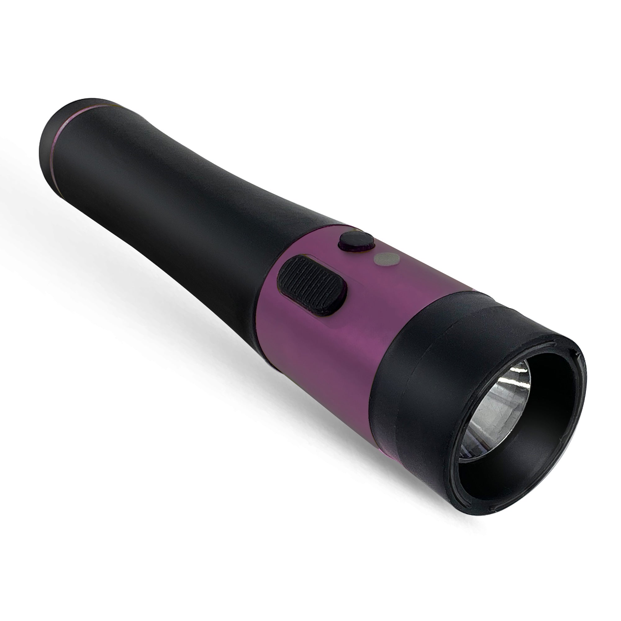Purple Stun Gun Flashlight, Rechargeable with Safety Pin, USB Wall and Car Charger, Wrist Strap - Tophatter's Guns'N'Weapons Store Collectible Weapons - Tophatter Daily Deals