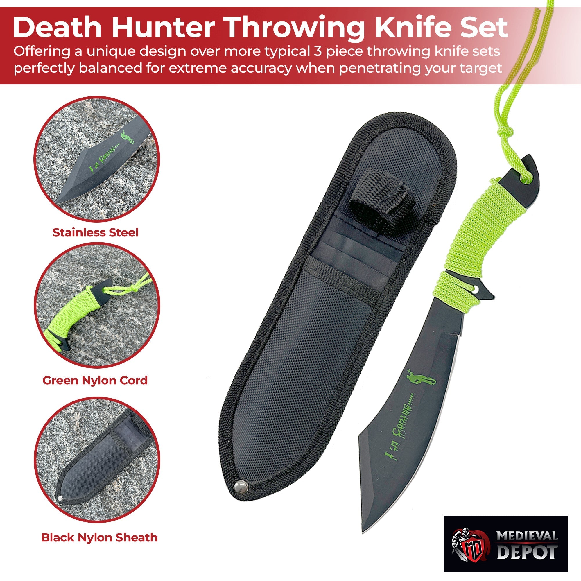 Death Hunter Scimitar Throwing Knife Set knives - Tophatter Daily Deals