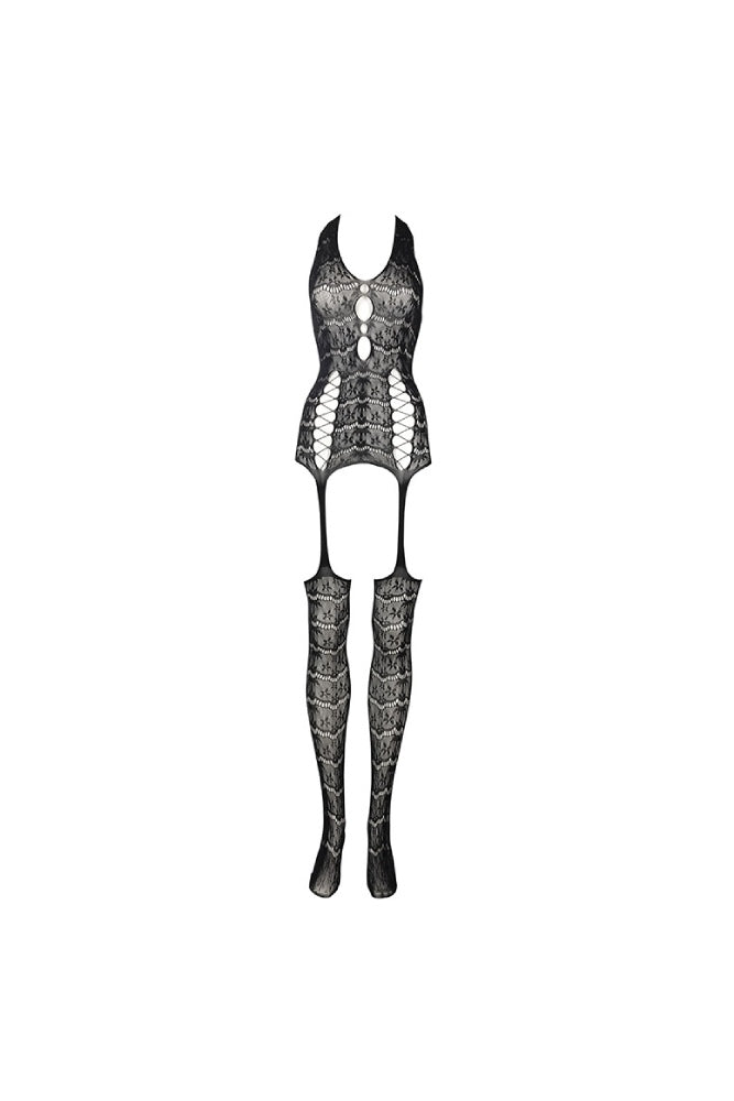 Shots Toys - Le Désir - DES014 - Lace Suspender Bodystocking - Black - OS Lingerie - Tophatter Daily Deals
