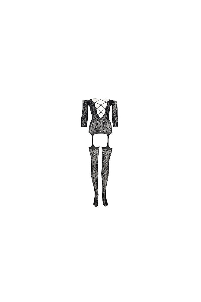Shots Toys - Le Désir - DES032 - Criss Cross Neck Bodystocking - Black - OS Lingerie - Tophatter Daily Deals