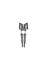 Shots Toys - Le Désir - DES032 - Criss Cross Neck Bodystocking - Black - OS Lingerie - Tophatter Daily Deals