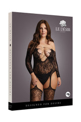 Shots Toys - Le Désir - DES032X - Criss Cross Neck Bodystocking - Black - OS/XL Lingerie - Tophatter Daily Deals
