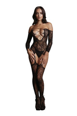 Shots Toys - Le Désir - DES032 - Criss Cross Neck Bodystocking - Black - OS Lingerie - Tophatter Daily Deals