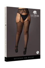 Shots Toys - Le Désir - DES051 - Fishnet and Lace Garterbelt Stockings - Black Lingerie - Tophatter Daily Deals