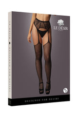 Shots Toys - Le Désir - DES051 - Fishnet and Lace Garterbelt Stockings - Black Lingerie - Tophatter Daily Deals