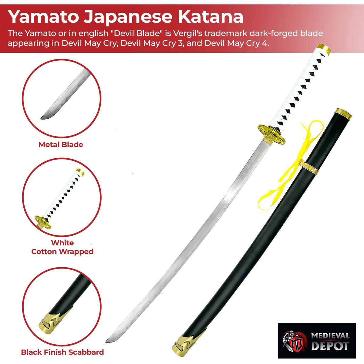Devil May Cry Vergil Yamato Japanese Katana Replica Sword swords - Tophatter Daily Deals