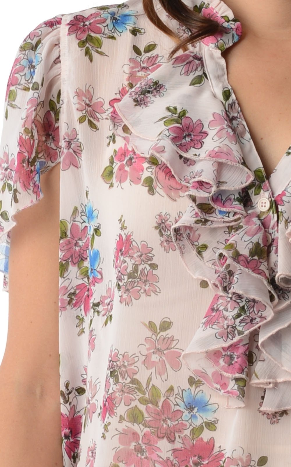 Women's Printed Chiffon Smocked Waist Ruffle Top Tops - Tophatter Daily Deals