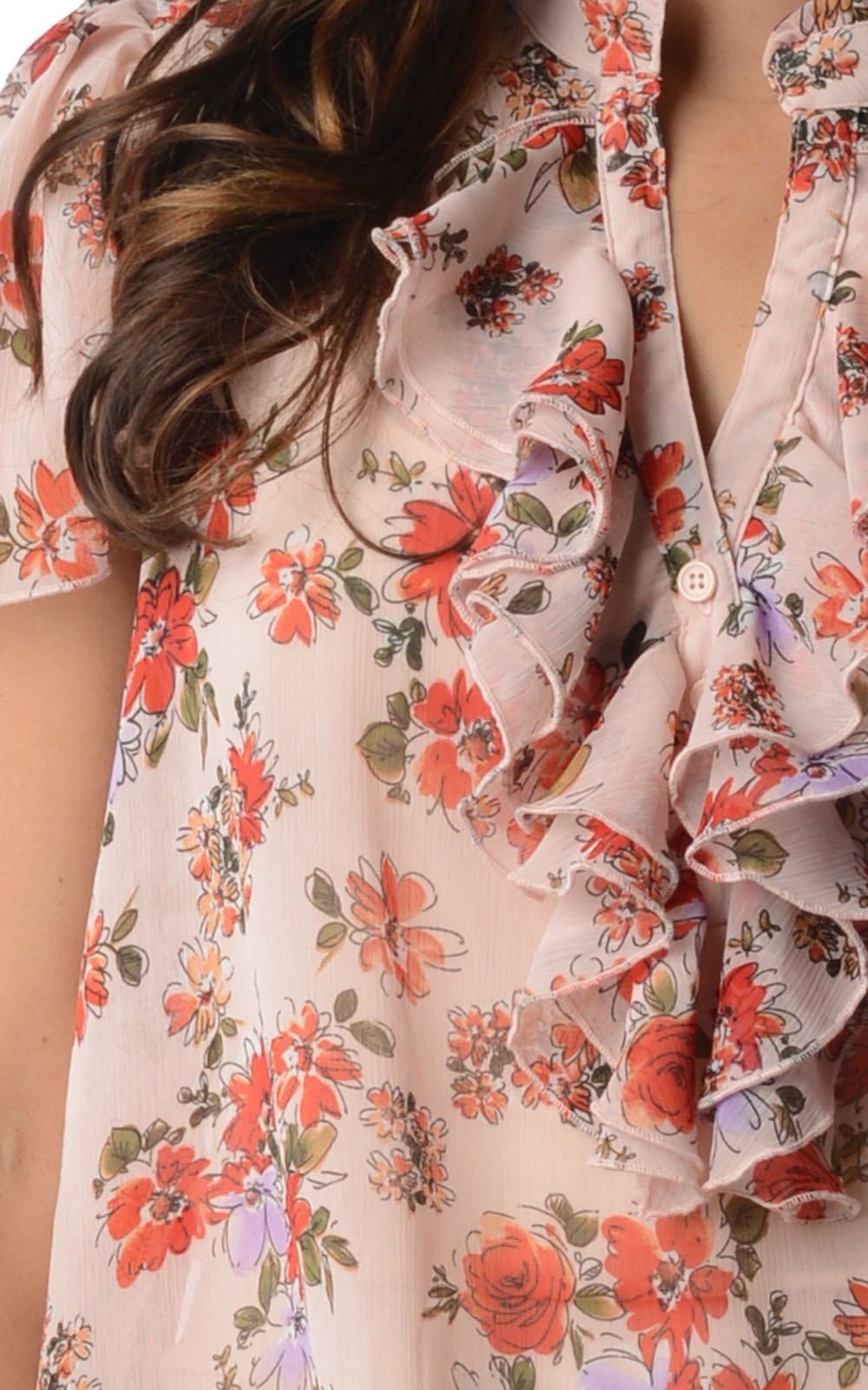 Women's Printed Chiffon Smocked Waist Ruffle Top Tops - Tophatter Daily Deals