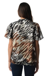 Women's Printed Chiffon Smocked Waist Ruffle Top Tops - Tophatter Daily Deals