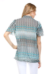 Women's Printed Chiffon Smocked Waist Ruffle Top Tops - Tophatter Daily Deals