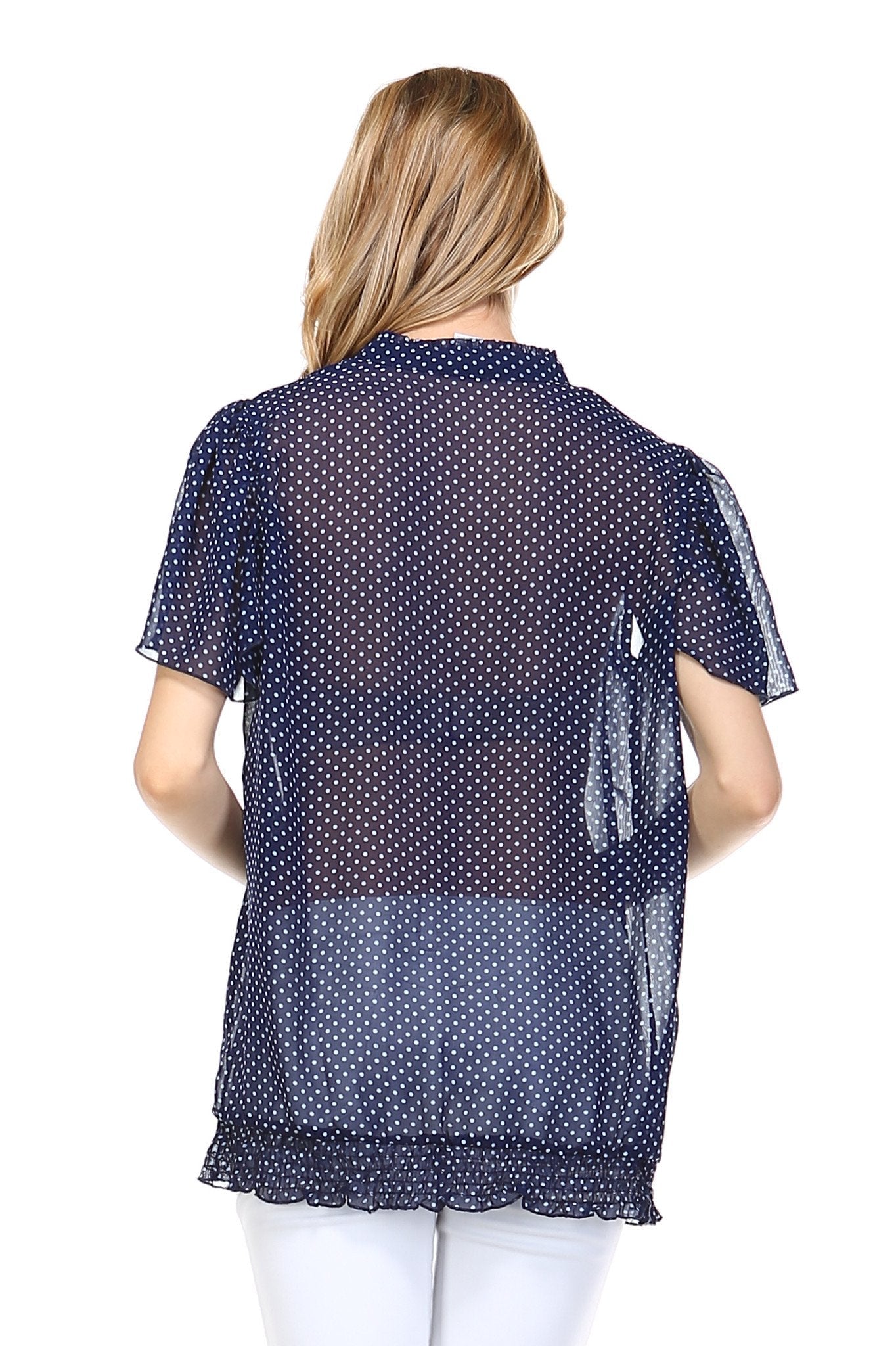 Women's Printed Chiffon Smocked Waist Ruffle Top Tops - Tophatter Daily Deals