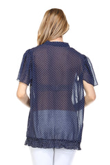 Women's Printed Chiffon Smocked Waist Ruffle Top Tops - Tophatter Daily Deals