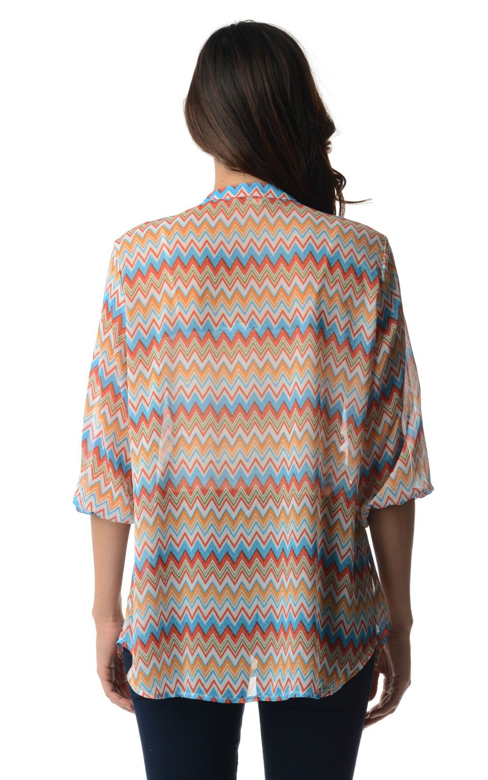 Women's 3/4 Three Quarter Sleeve Printed Chiffon Button Top Tops - Tophatter Daily Deals