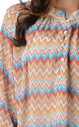 Women's 3/4 Three Quarter Sleeve Printed Chiffon Button Top Tops - Tophatter Daily Deals