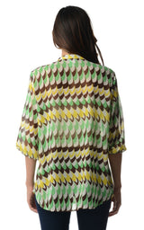 Women's 3/4 Three Quarter Sleeve Printed Chiffon Button Top Tops - Tophatter Daily Deals