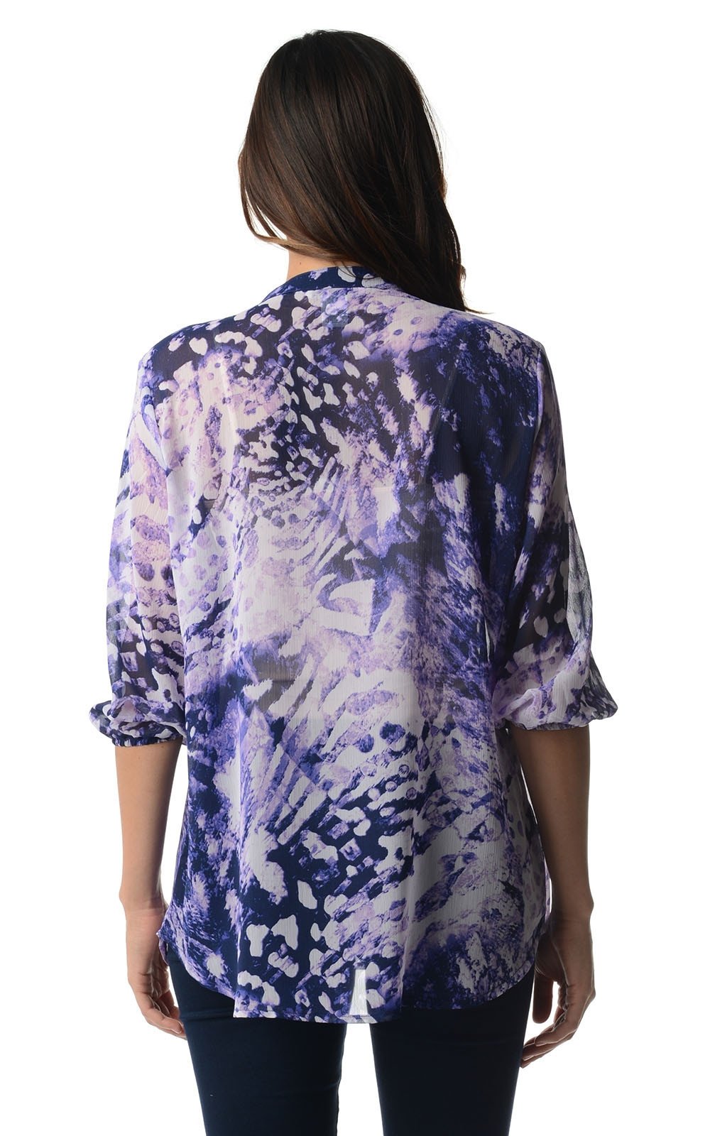 Women's 3/4 Three Quarter Sleeve Printed Chiffon Button Top Tops - Tophatter Daily Deals