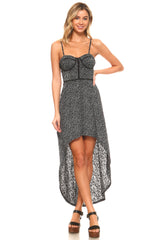 Women's Abstract Burnout Hi-Low Dress Black 54 Dresses / Midi - Tophatter Daily Deals