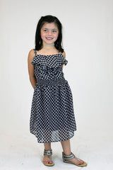Girls Sleeveless Printed Chiffon Dress Black White #2 13 Children / Dresses - Tophatter Daily Deals