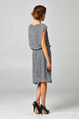Women's Printed Chiffon Blouson Dress with Neck Trim Dresses / Midi - Tophatter Daily Deals