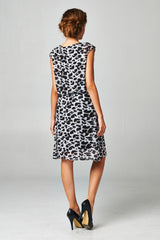 Women's Printed Chiffon Blouson Dress with Neck Trim Dresses / Midi - Tophatter Daily Deals
