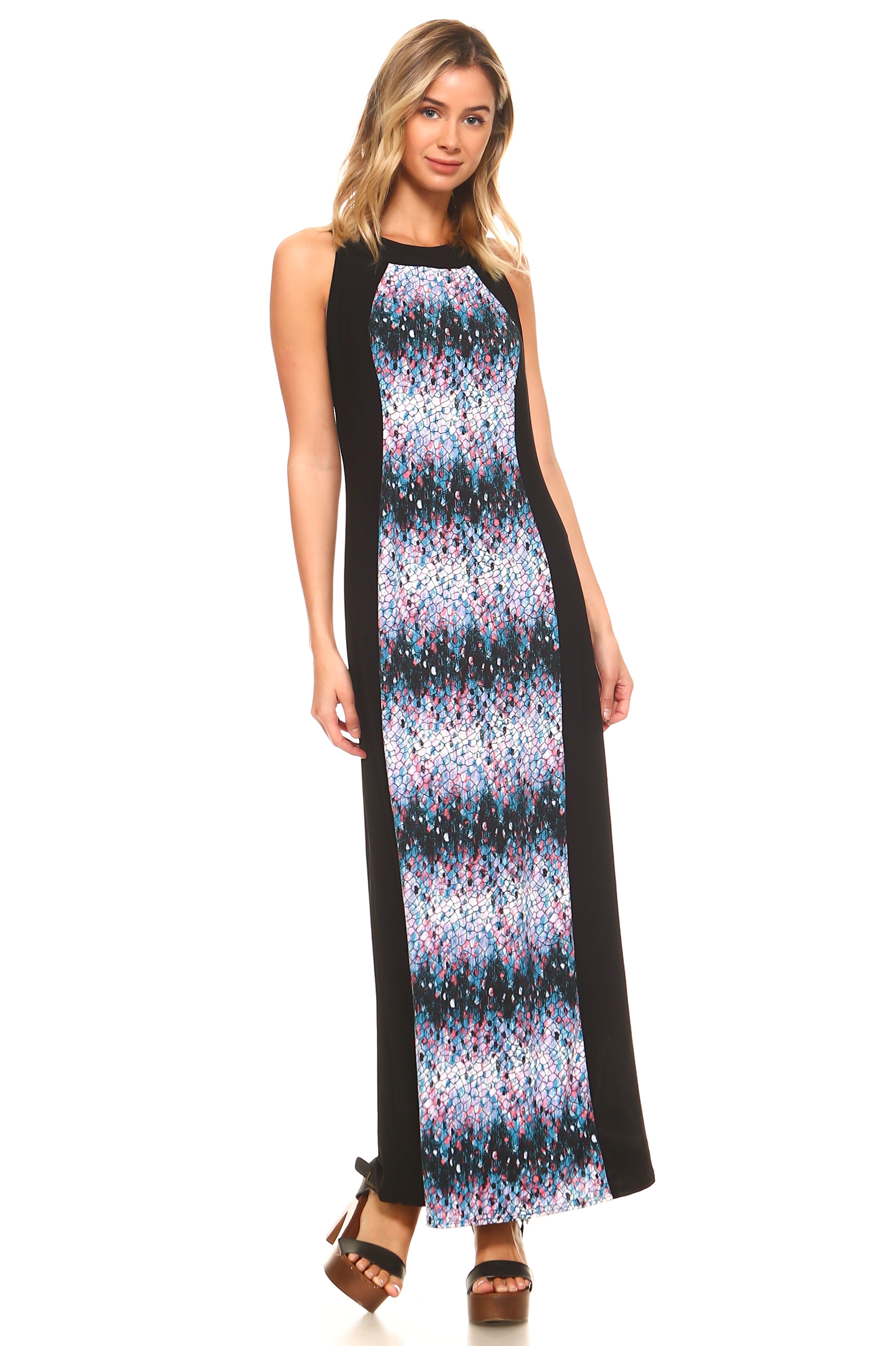 Women's Sleeveless Color Block Maxi Dress Black Blue 14 Dresses / Maxi - Tophatter Daily Deals