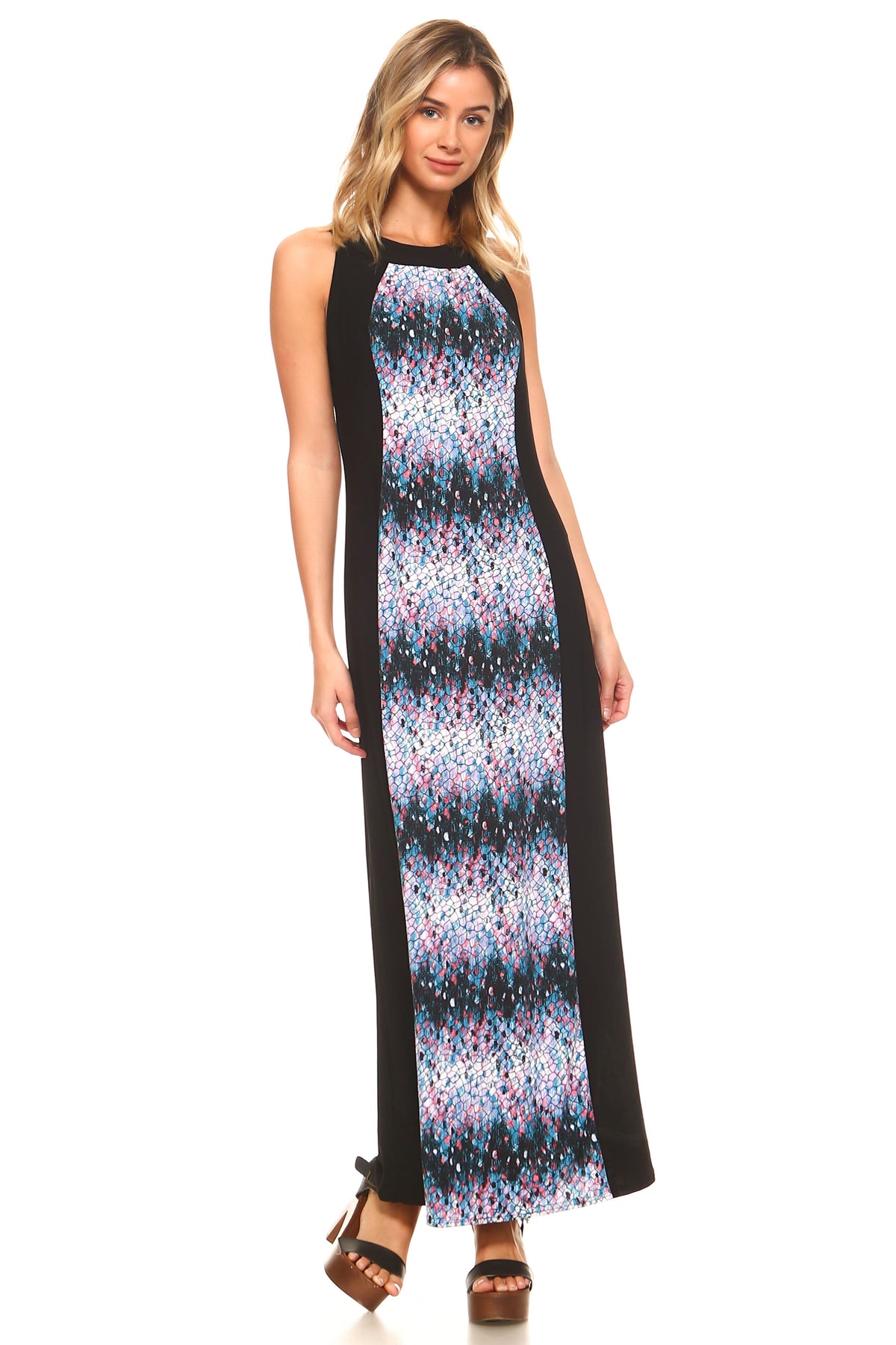 Women's Sleeveless Color Block Maxi Dress Black Blue 14 Dresses / Maxi - Tophatter Daily Deals