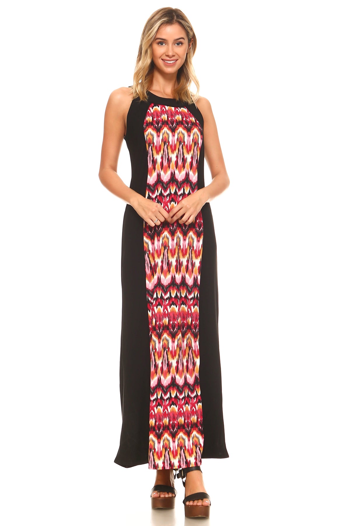 Women's Sleeveless Color Block Maxi Dress Black Burgundy 3 Dresses / Maxi - Tophatter Daily Deals