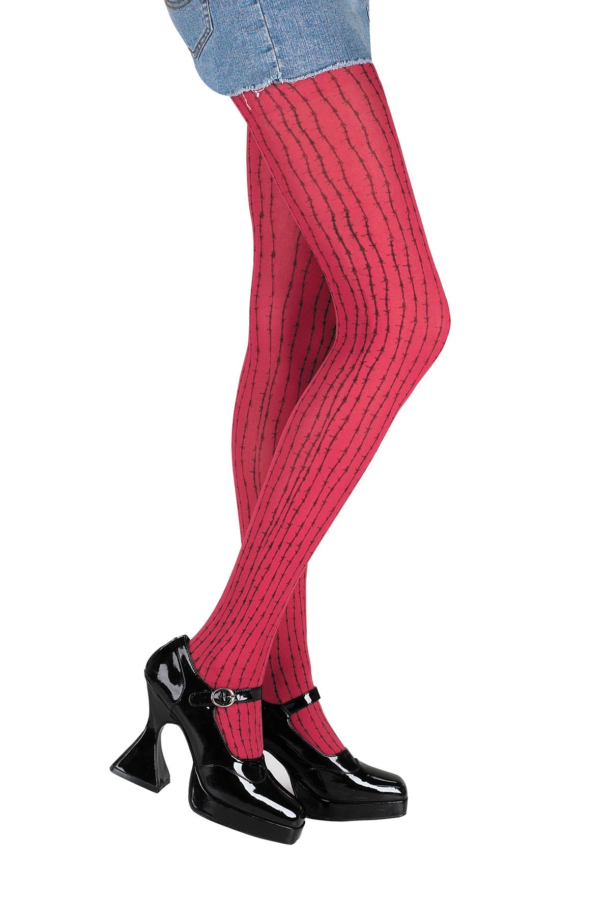 Red Barbed Wire Pantyhose Costume Tights & Stockings - Tophatter Daily Deals