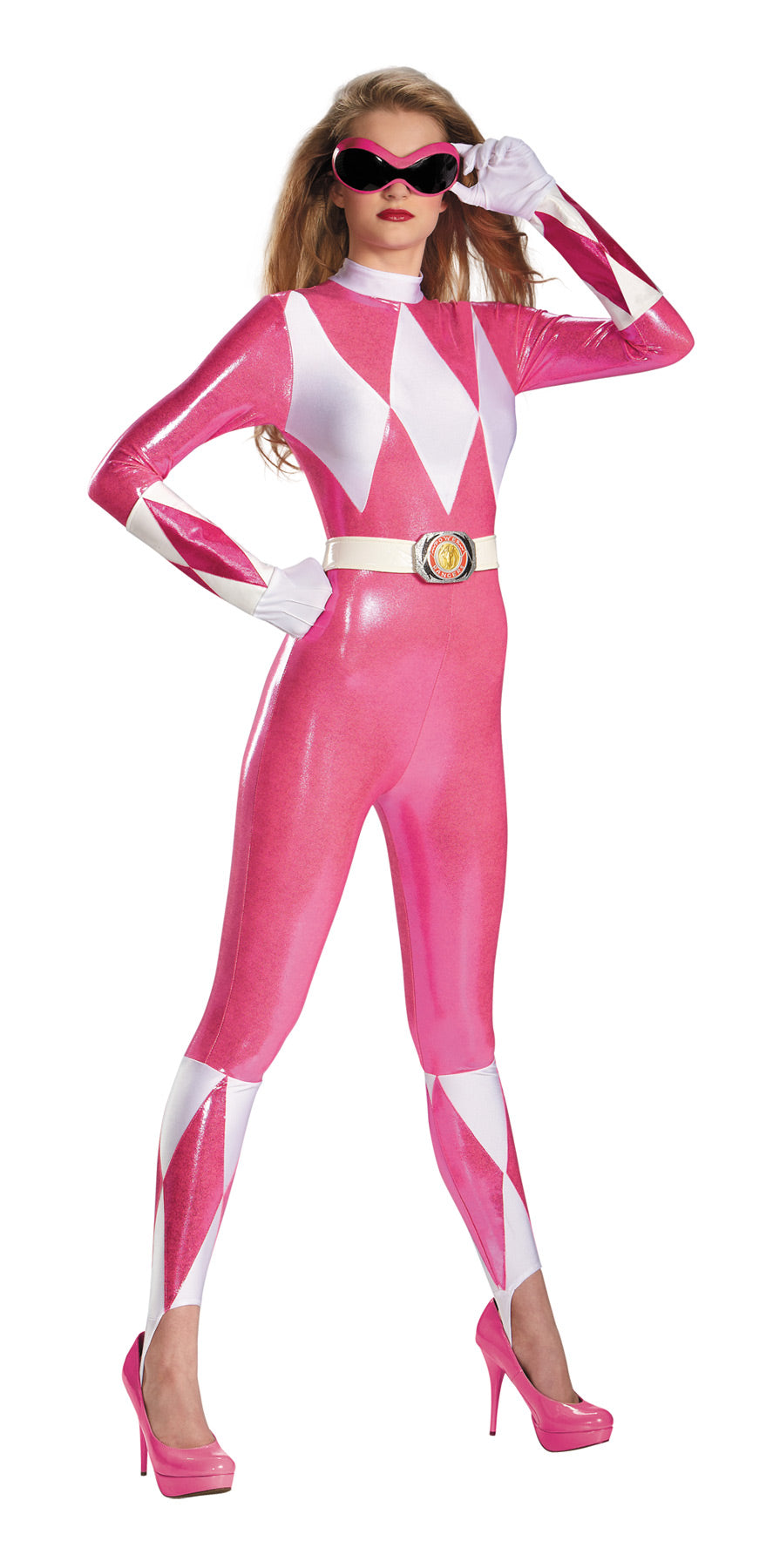 Women's Sassy Pink Power Ranger Bodysuit - Mighty Morphin Halloween Costume Sets - Tophatter Daily Deals
