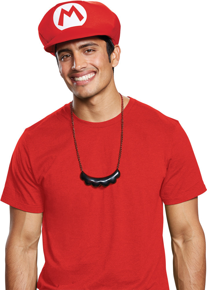 New Mario Hat & Mustache Necklace - Adult Halloween Hats & Headpieces - Tophatter Daily Deals