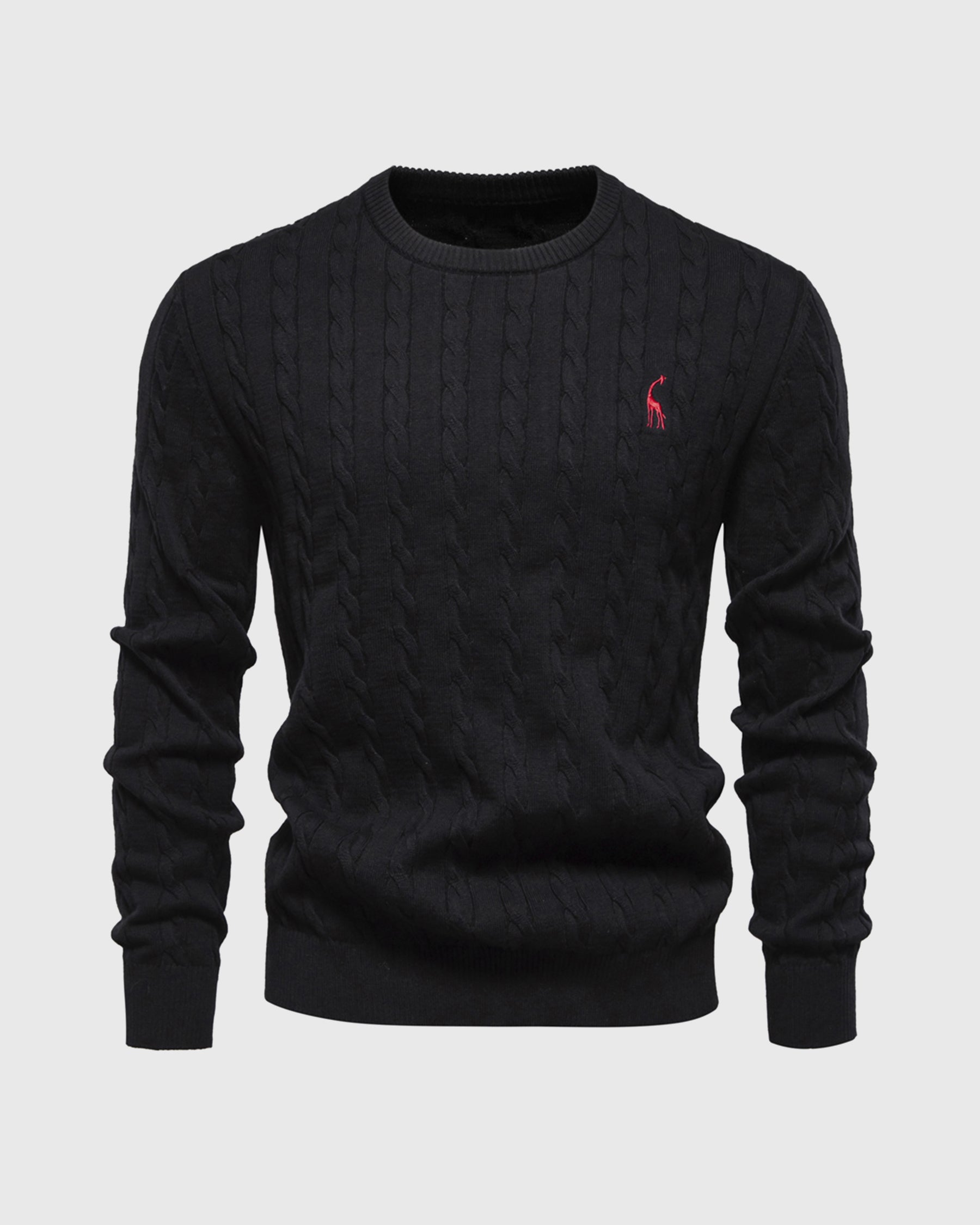 Soft Timeless Men's Cable Knit Sweater - Crewneck, Cotton Black - Tophatter Daily Deals
