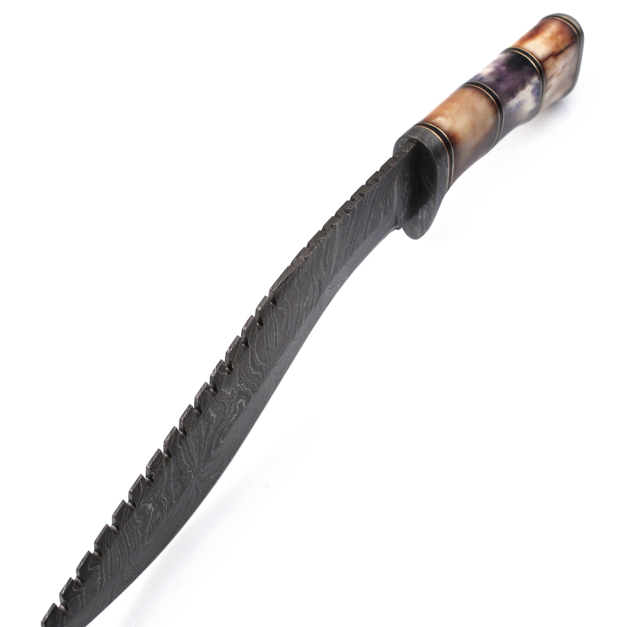 Righteous Victory Damascus Steel Kukri Sawback Machete Hunting Knife With Sheath Knives - Tophatter Daily Deals