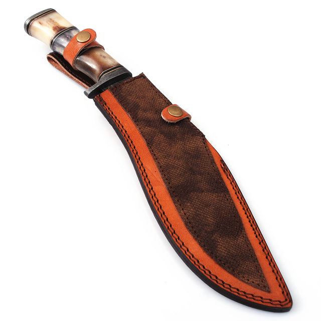Righteous Victory Damascus Steel Kukri Sawback Machete Hunting Knife With Sheath Knives - Tophatter Daily Deals