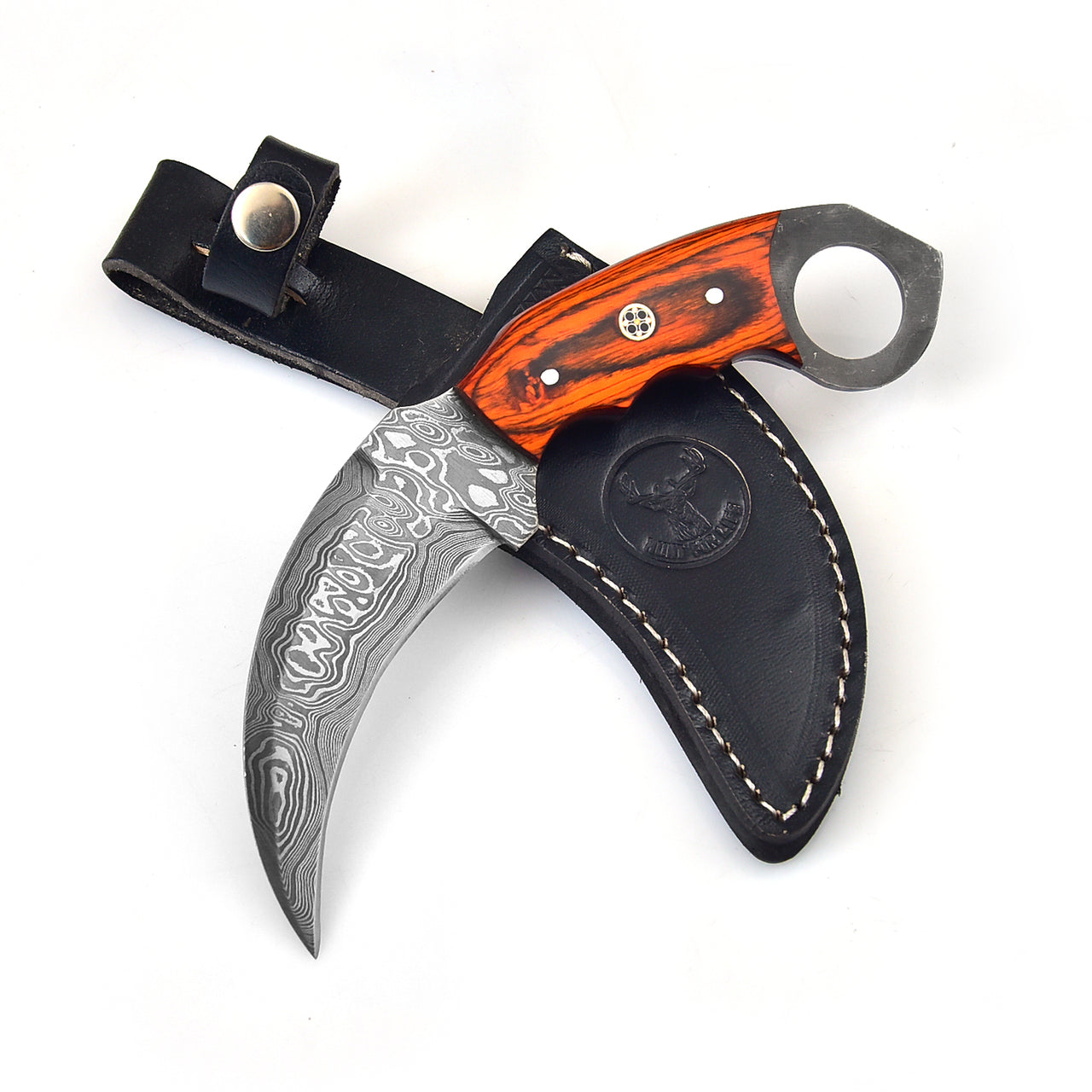 Wild Fixation Fixed Blade Damascus Karambit Knife Knives - Tophatter Daily Deals
