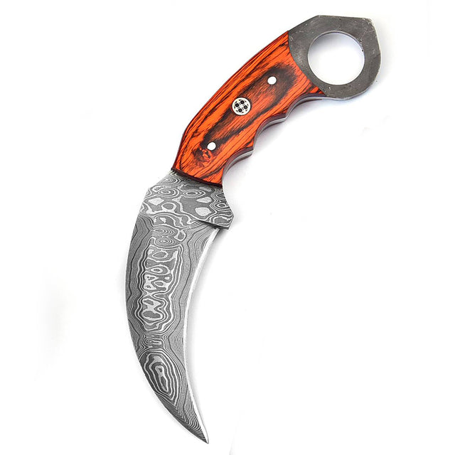 Wild Fixation Fixed Blade Damascus Karambit Knife Knives - Tophatter Daily Deals