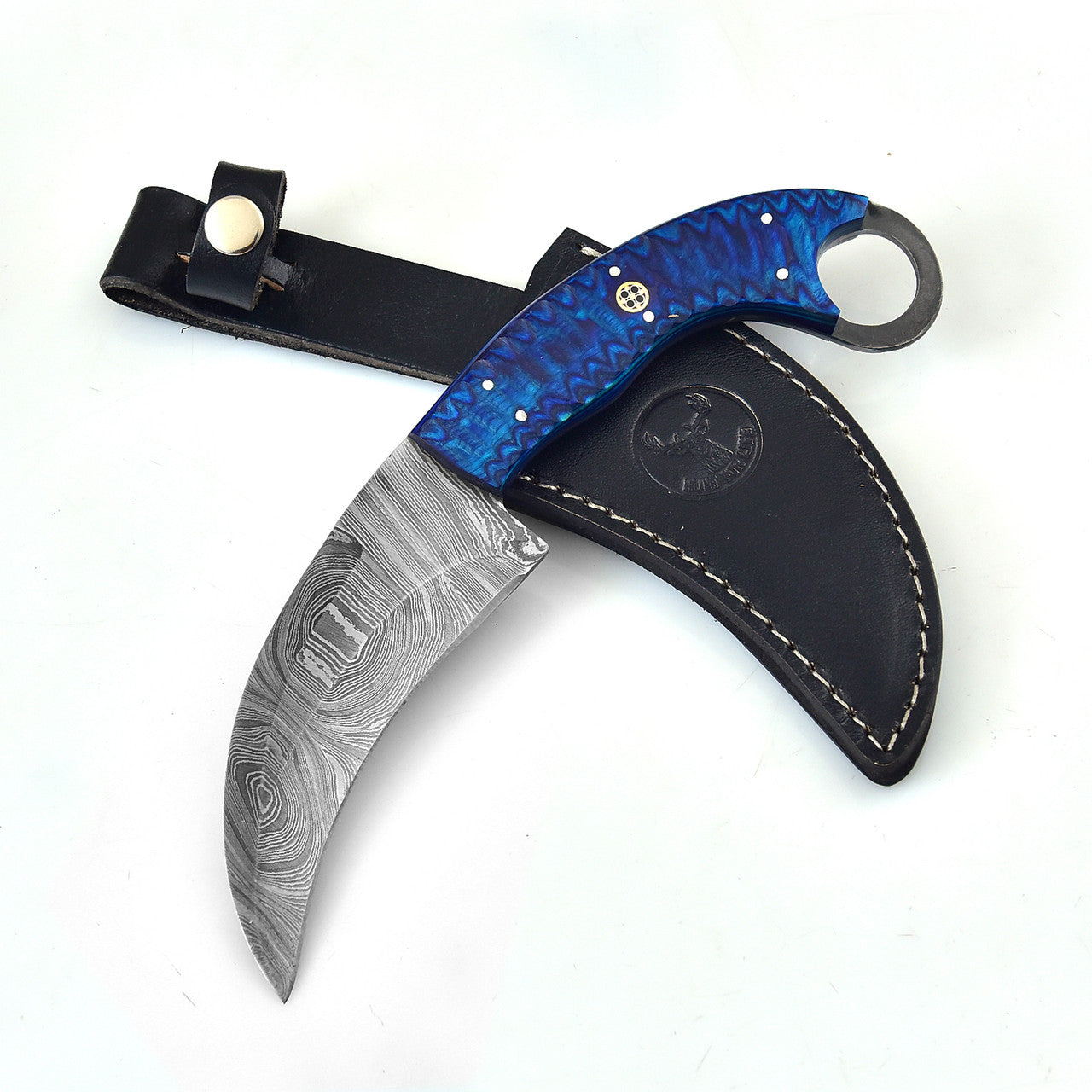 Azure Monster Fixed Blade Damascus Karambit Knife Knives - Tophatter Daily Deals