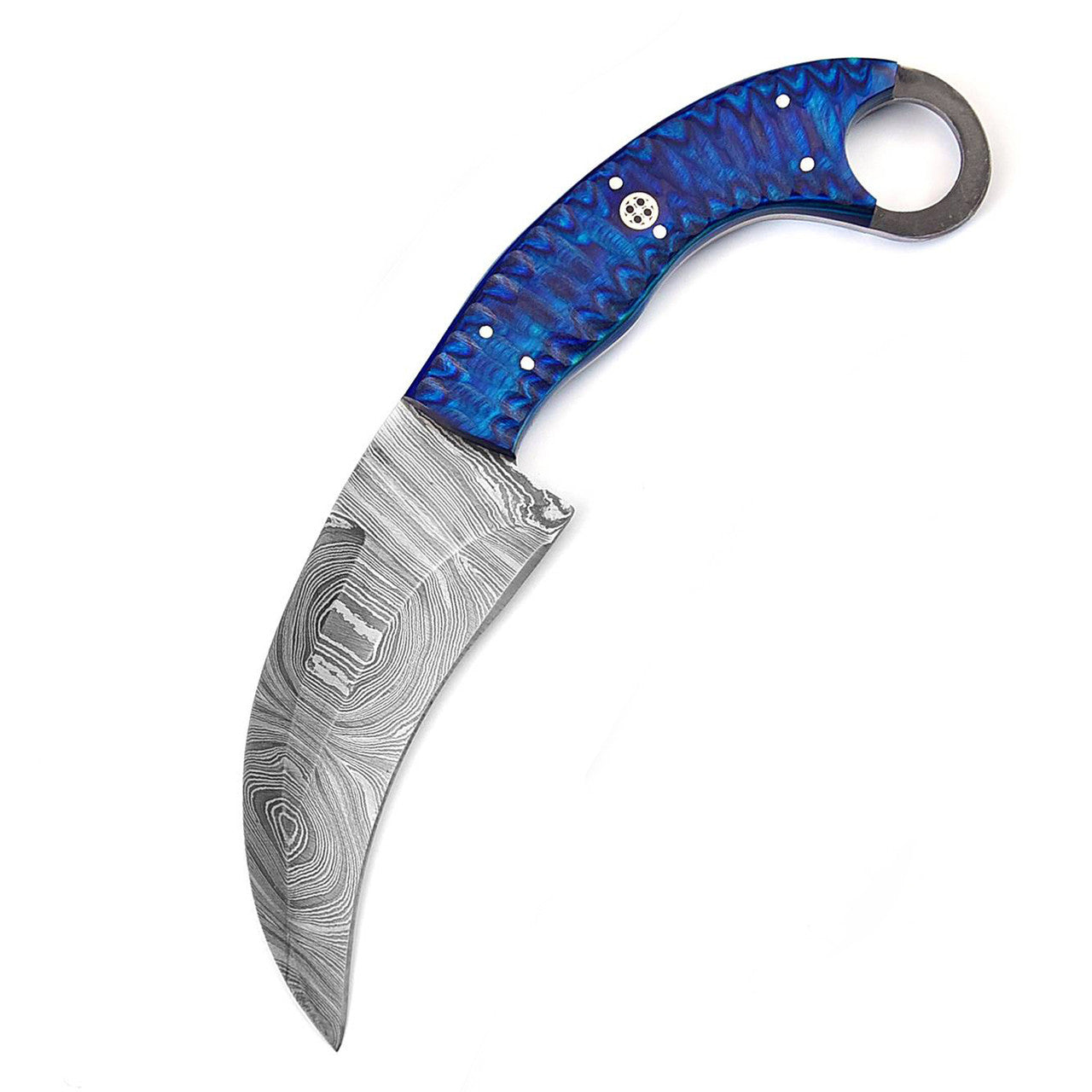 Azure Monster Fixed Blade Damascus Karambit Knife Knives - Tophatter Daily Deals