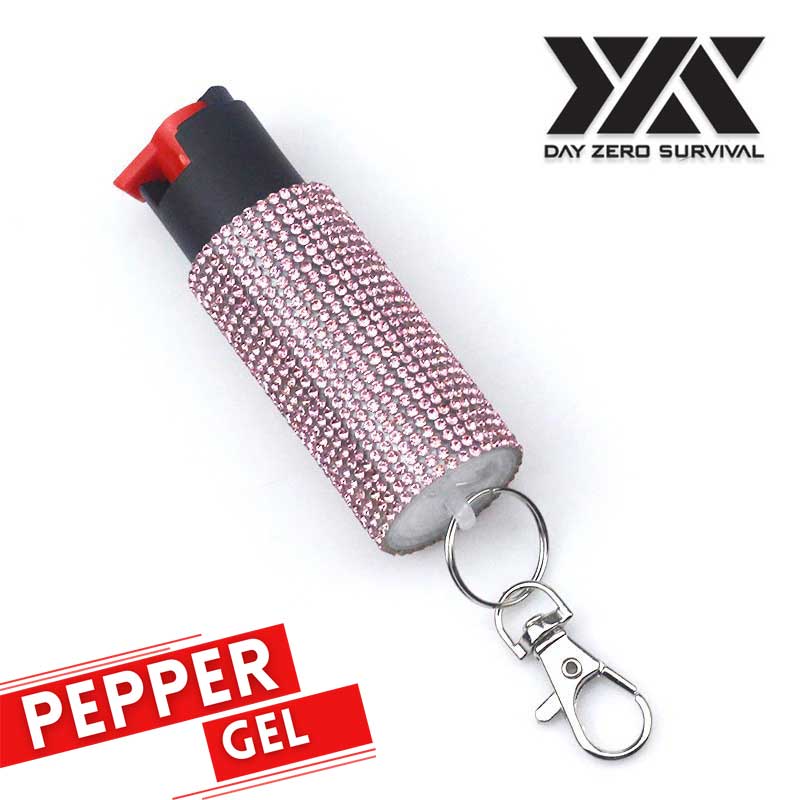 Personal Defense Tactical Pepper Gel Key Ring - Pink Jeweled Design Collectible Weapons - Tophatter Daily Deals