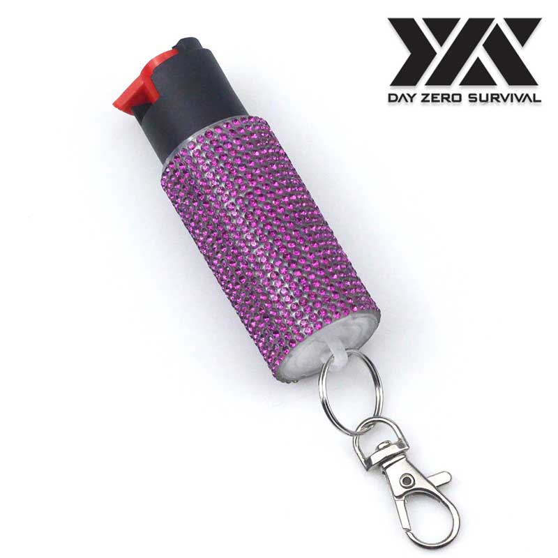 Purple Jeweled Design Pepper Spray Self Defense Key Ring - Tophatter's Army Products & Self Defense Collectible Weapons - Tophatter Daily Deals