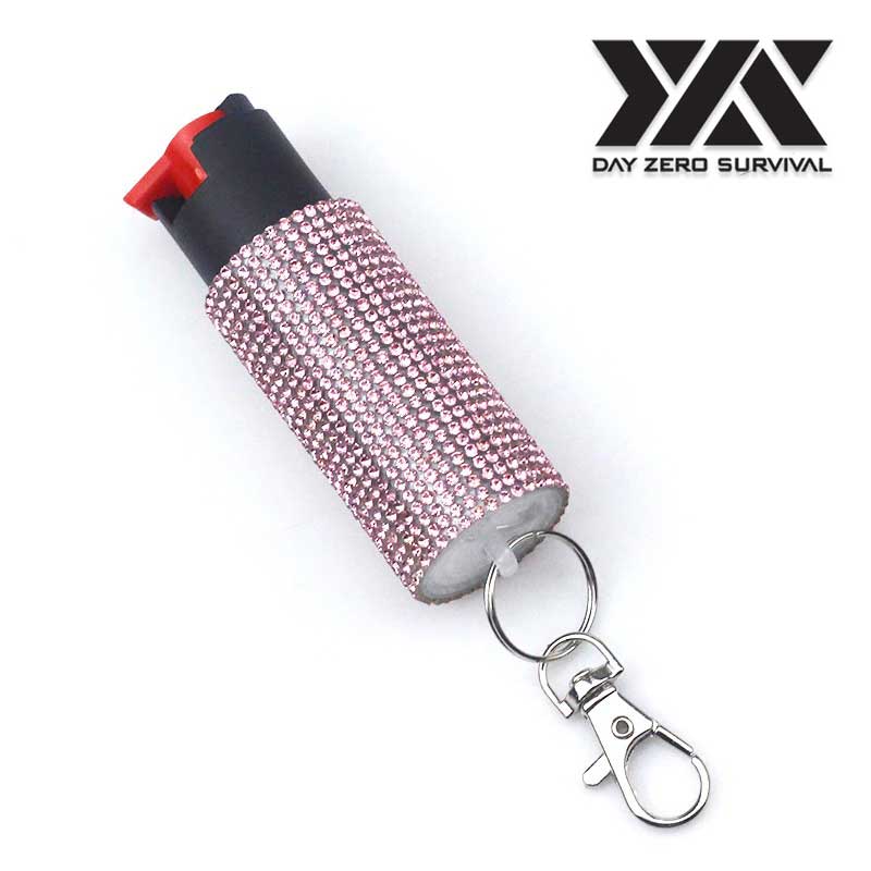 Pink Jeweled Design Pepper Spray Self Defense Key Ring - Tophatter's Guns'N'Weapons Store - FREE SHIPPING Collectible Weapons - Tophatter Daily Deals