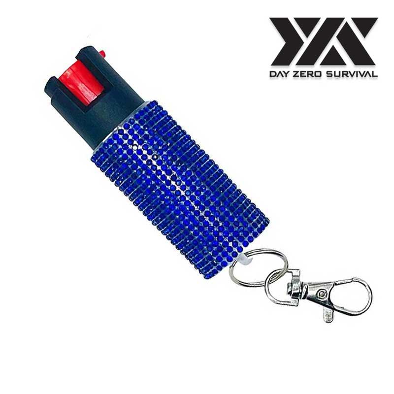 Blue Jeweled Design Pepper Spray Self Defense Key Ring Collectible Weapons - Tophatter Daily Deals