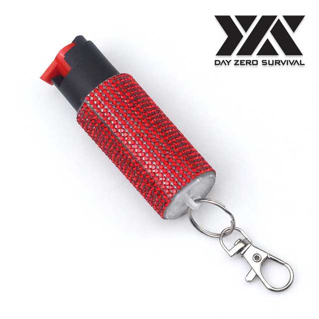 Red Jeweled Design Pepper Spray Self Defense Key Ring - TOPHATTER'S ARMORY DEALS Collectible Weapons - Tophatter Daily Deals