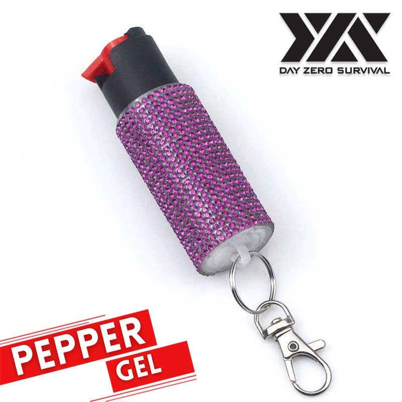 Personal Defense Tactical Pepper Gel Key Ring - Purple Jeweled Design - Tophatter's Guns'N'Weapons Store Collectible Weapons - Tophatter Daily Deals