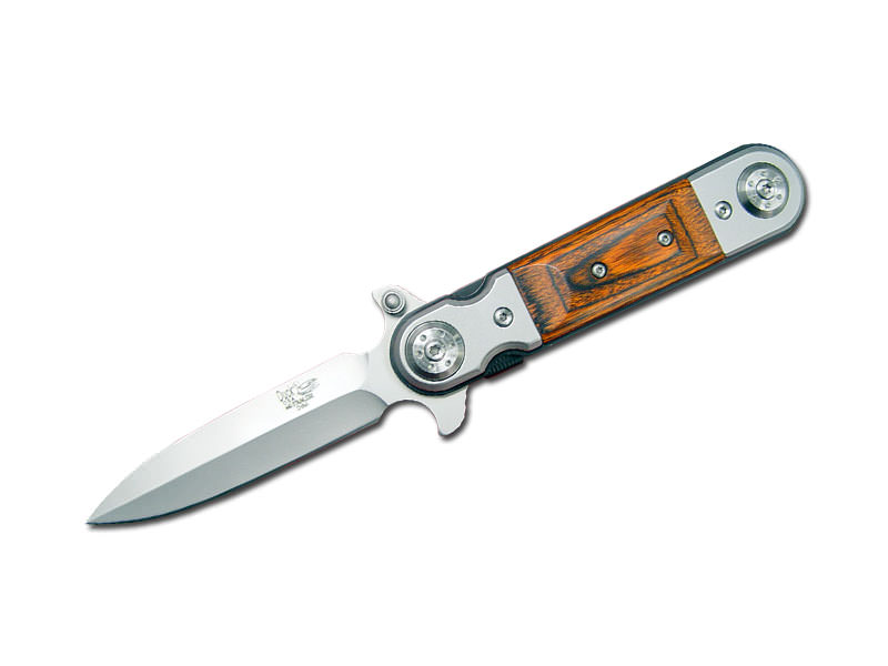 Stiletto Style Assisted Opening Knife with Spanish Pakawood Handle - TOPHATTER'S ARMORY DEALS Collectible Weapons - Tophatter Daily Deals