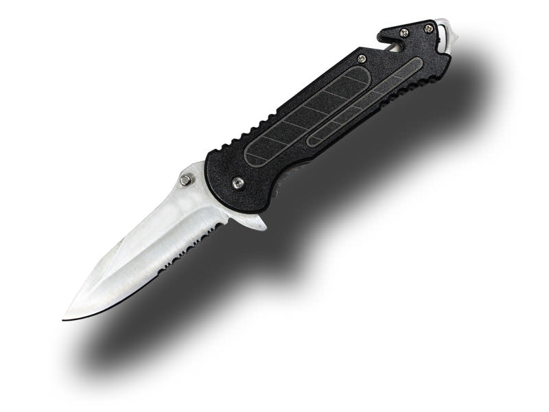 Extreme Rescue Folder Spring Assisted Knife - Black - TOPHATTER'S ARMORY DEALS Collectible Weapons - Tophatter Daily Deals